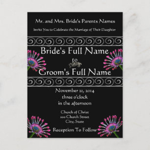 Elegant Exotic Purple  Daisy Wedding Invitation
