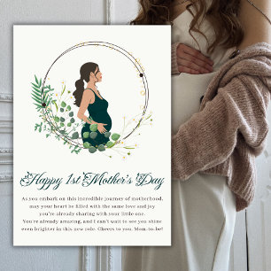 Elegant Expecting Mum Happy 1st Mother’s Day Holiday Card