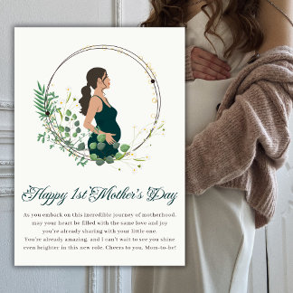 Elegant Expecting Mum Happy 1st Mother’s Day Holiday Card