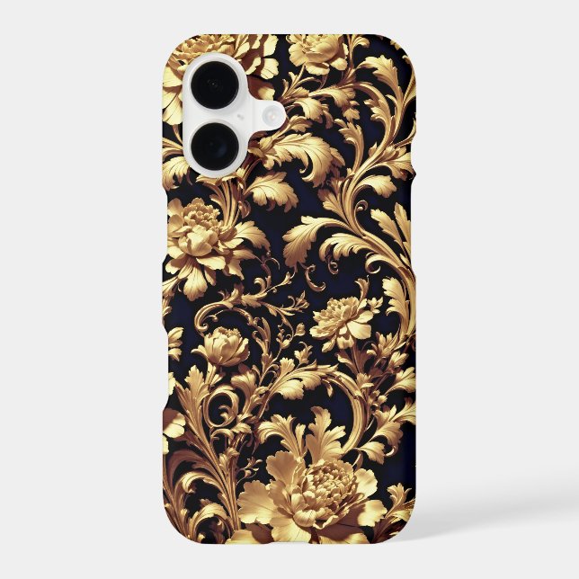 Elegant Extravagance: Black and Gold Flowers  (Back)
