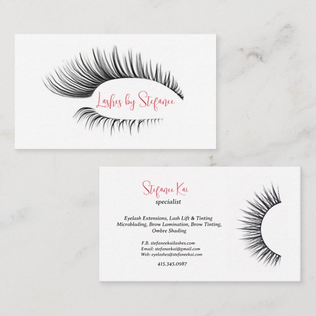 Elegant Eyelash Extensions/Tinting Business Cards (Front/Back)
