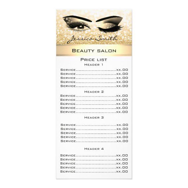 Elegant eyelashes & eyebrow glittery rack card (Front)
