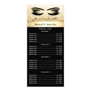Elegant eyelashes & eyebrow glittery rack card