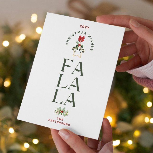 Elegant Fa La La Christmas Photo Personalised Holiday Card (Creator Uploaded)