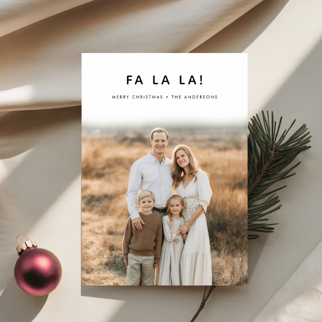 Elegant Fa La La Joyful Christmas Family Photo Holiday Card (Creator Uploaded)