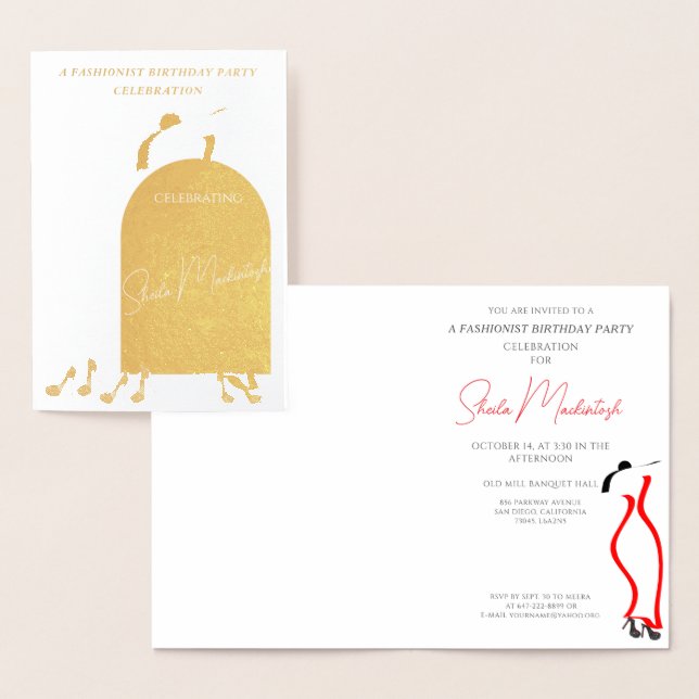 Elegant Fab Real Foil Birthday Party Invitation (Display)