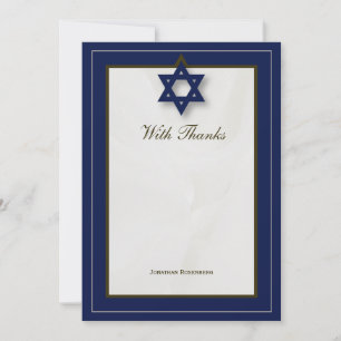 Elegant Fabric Bar Mitzvah Thank You in Navy Card