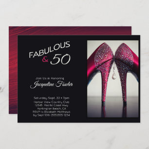 Elegant Fabulous 50 High Heels Red Glam Sparkle Invitation