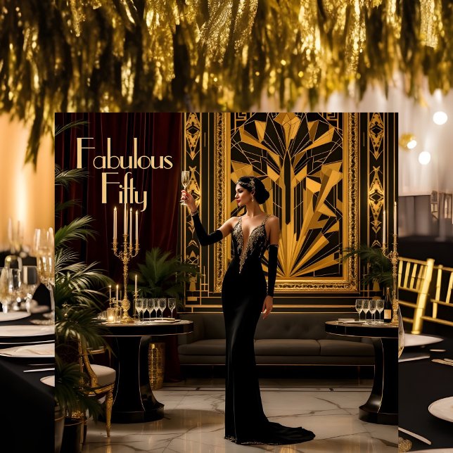 Elegant Fabulous 50th 1920’s Art deco Lady Invitation (Creator Uploaded)