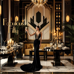 Elegant Fabulous 50th 1920’s Art deco Woman Invitation