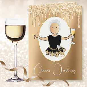 Elegant Fabulous Black Gold Mature Lady Birthday Card