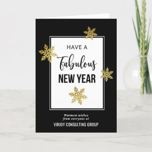 Elegant Fabulous New Year Festive Gold Snowflakes Holiday Card