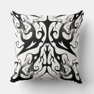 Elegant Face in Fire and Flames Tribal Design  Cushion