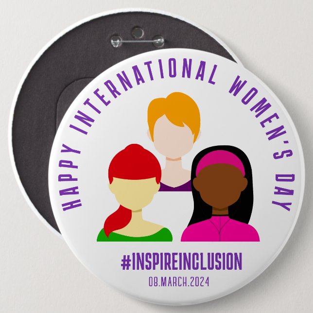 Elegant Faces International Women's Day March 8 6 Cm Round Badge (Front & Back)