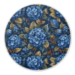 Elegant Faded Hydrangea Floral Pattern Decoupage Ceramic Knob