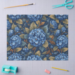 Elegant Faded Hydrangea Floral Pattern Decoupage Tissue Paper