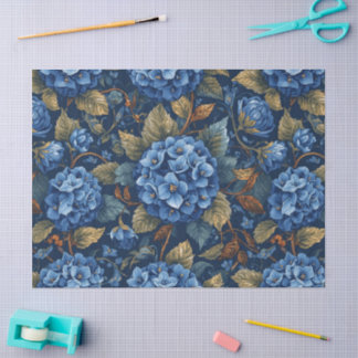 Elegant Faded Hydrangea Floral Pattern Decoupage Tissue Paper