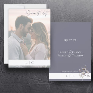 Elegant Faded Photo Caligraphy Gloomy Grey Save The Date