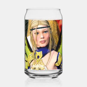 Elegant Fairy Butterfly Fantasy Portrait Can Glass