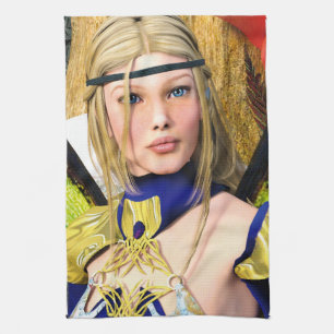 Elegant Fairy Butterfly Fantasy Portrait Tea Towel