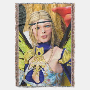 Elegant Fairy Butterfly Fantasy Portrait Throw Blanket