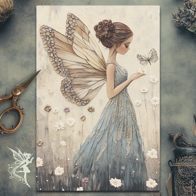 Elegant Fairy & Butterfly Mosaic Fantasy Decoupage Tissue Paper (Creator Uploaded)