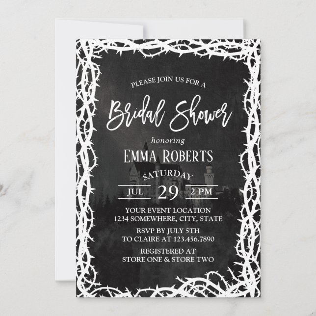 Elegant Fairy Castle Thorn Frame Bridal Shower Invitation (Front)