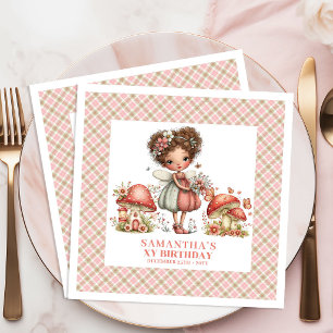Elegant Fairy Garden Pink Floral Party Birthday  Napkin