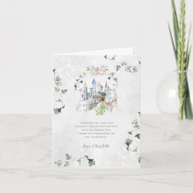 Elegant Fairy Tale | Princess Birthday Thank You Card (Front)