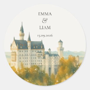 Elegant Fairytale Castle Wedding Classic Round Sticker