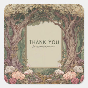 Elegant Fairytale Forest Tree Arch Pink Floral Square Sticker