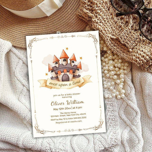 Elegant Fairytale Prince Castle Baby Shower  Invitation (Elegant Fairytale Prince Castle Baby Shower Invitation)