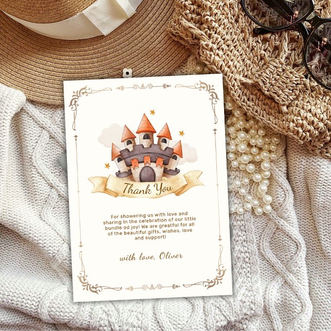 Elegant Fairytale Prince Castle Baby Shower  Thank You Card (Elegant Fairytale Prince Castle Baby Shower Thank You Card)