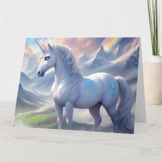 Elegant Fairytale Unicorn in a Fantasy Vale Card