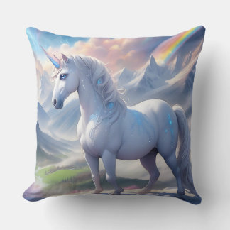 Elegant Fairytale Unicorn in a Fantasy Vale Cushion