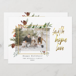 Elegant Faith Hope Love Two Picture Christmas Holiday Card