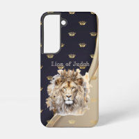 Elegant Faith Lion of Judah Beige Navy Gold Crowns
