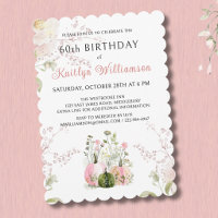 Elegant Fall 60th Birthday Pink Pumpkin Floral
