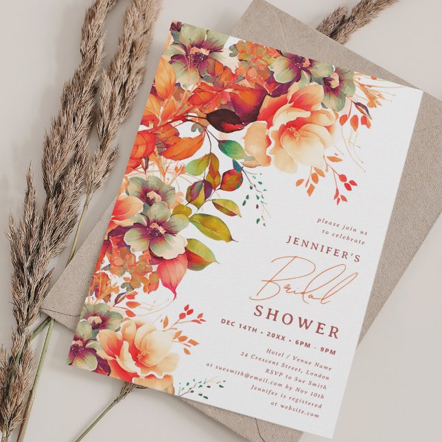 Elegant Fall Autumn Floral Bridal Shower Invitation (Elegant Fall Autumn Floral Bridal Shower Invitation)