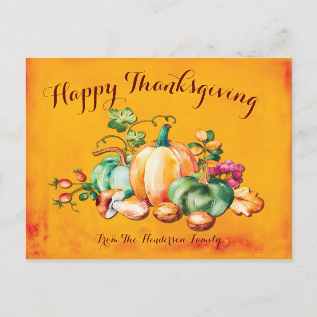 Elegant Fall Autumn Harvest Thanksgiving Greeting Postcard (Front)