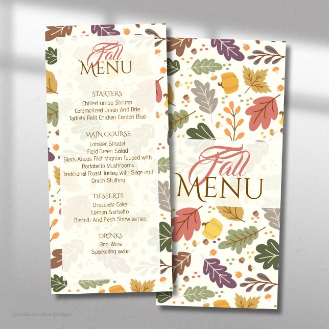Elegant Fall Autumn Leaves Flat Menu (Creator Uploaded)