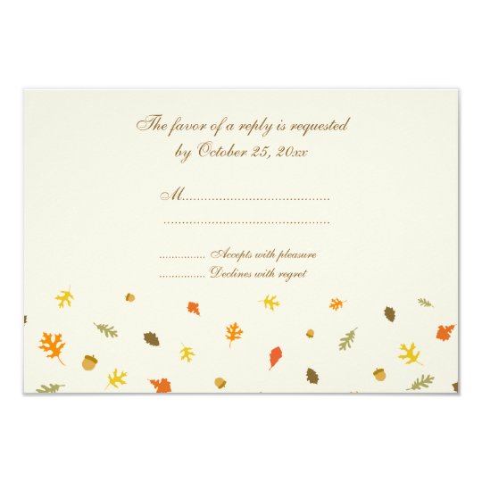 Elegant fall autumn leaves wedding rsvp flat card