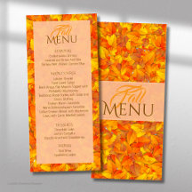 Elegant Fall Autumn Orange Leaves Flat Menu