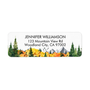 Elegant Fall Autumn Trees Watercolor Nature Forest Return Address Label