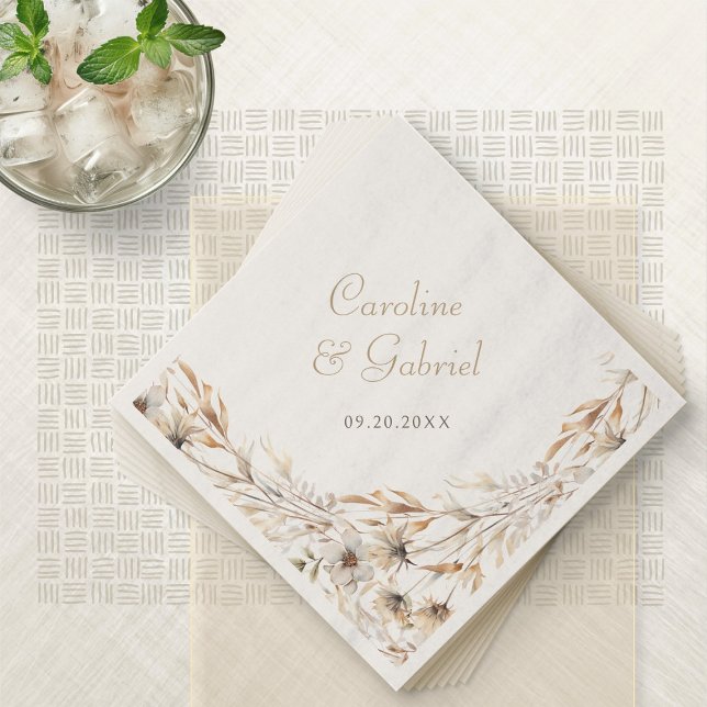 Elegant Fall Autumn Wildflowers Wedding Napkin (Creator Uploaded)