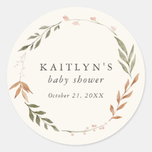 Elegant Fall Baby Shower Classic Round Sticker