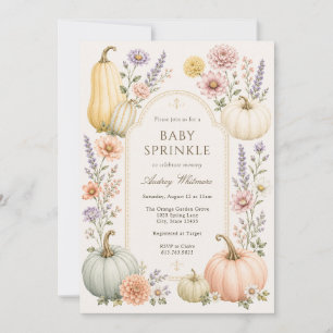 Elegant Fall Baby Sprinkle Wildflower Pumpkins Invitation