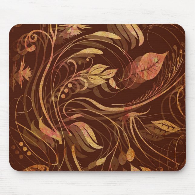 Elegant Fall Batik Print Foliage Mouse Pad (Front)
