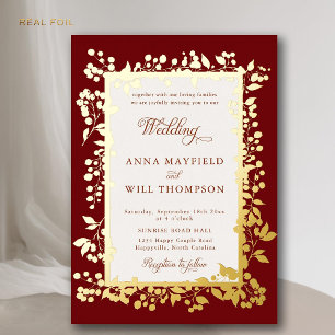 Elegant Fall Berries Frame Burgundy Rustic Wedding