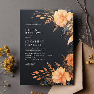 Elegant Fall Black Wedding Invitation